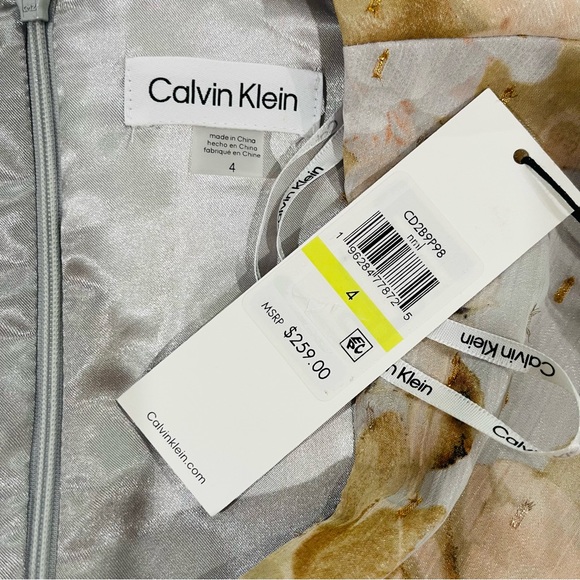 CALVIN KLEIN NWT Flutter Sleeve HiLo Floral Print Ruffle Dress $259 - Picture 11 of 13